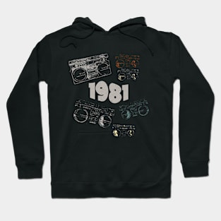 1981 on retro music, grunge radio Hoodie